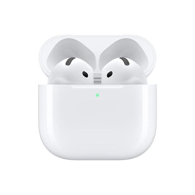 Apple AirPods 4 Wireless Earbuds, Bluetooth Headphones, Personalised Spatial Audio, Sweat and Water Resistant, USB-C Charging Case, H2 Chip, Up to 30 Hours of Battery Life, Effortless Setup for iPhone