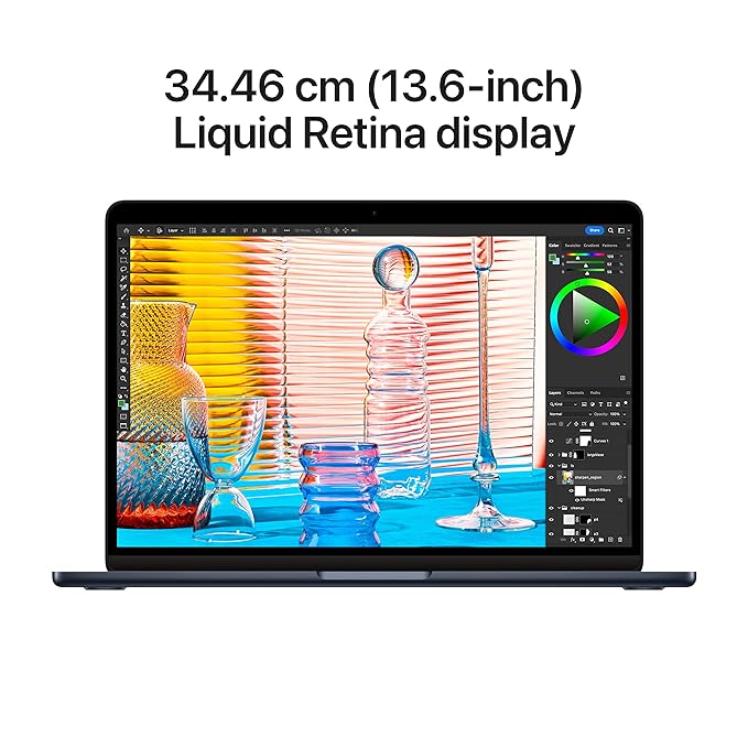 2022 Apple MacBook Air Laptop with M2 chip: 34.46 cm (13.6-inch) Liquid Retina Display, 8GB RAM, 256GB SSD Storage, Backlit Keyboard, 1080p FaceTime HD Camera. Works with iPhone/iPad; Midnight