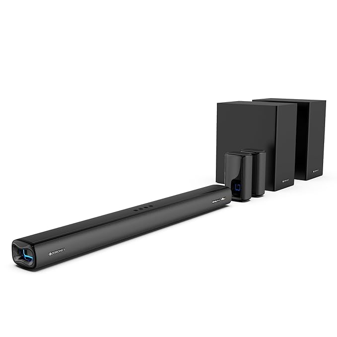 ZEBRONICS New Launch Juke BAR 9900, 725 Watts, Karaoke UHF Mic, Dolby Atmos, DTS X, 7.2.2 (5.2.4) Surround Soundbar with Dual Wireless Subwoofer & Satellites, HDMI eARC, Optical in, RGB LED
