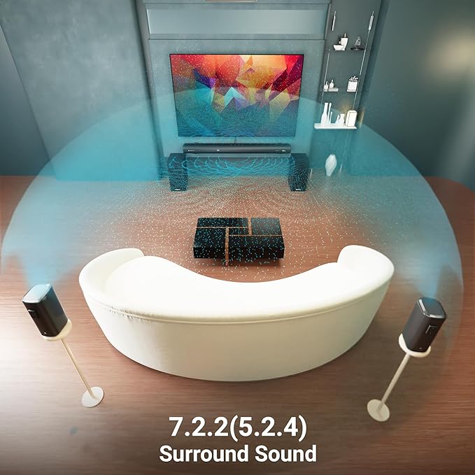 ZEBRONICS New Launch Juke BAR 9900, 725 Watts, Karaoke UHF Mic, Dolby Atmos, DTS X, 7.2.2 (5.2.4) Surround Soundbar with Dual Wireless Subwoofer & Satellites, HDMI eARC, Optical in, RGB LED
