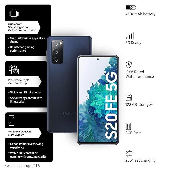 Samsung Galaxy S20 FE 5G (Cloud Navy, 8GB RAM, 128GB Storage)