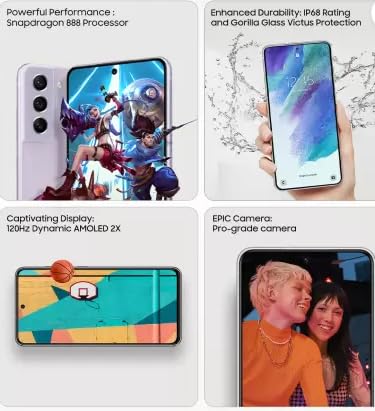 SAMSUNG Galaxy S21 FE 5G with Snapdragon 888, Lavender (8GB, 128GB)