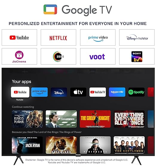 Panasonic 139 cm (55 inches) 4K Ultra HD Smart LED Google TV TH-55MX660DX (Black)