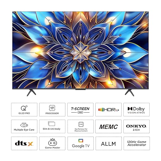 TCL 164 cm (65 inches) 4K Ultra HD Smart QLED Google TV 65C61B (Black)