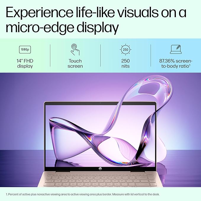 HP Pavilion x360, 13th Gen Intel Core i7-1355U, 14-inch (35.6 cm), FHD, Touchscreen, 16GB DDR4, 512GB SSD, FPR, 5 MP Camera, Backlit KB, Audio by B&O, Pen (Win 11, MSO 2021, Gold, 1.51 kg), ek1020TU