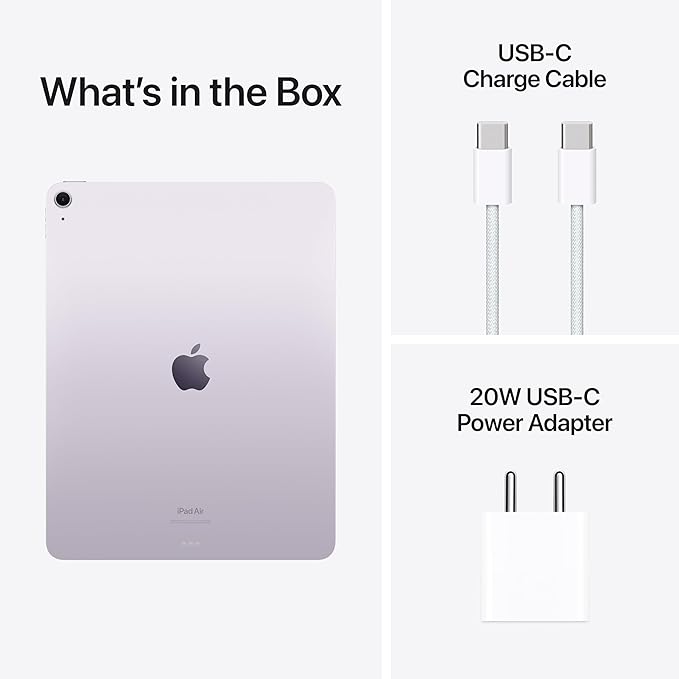 Apple iPad Air 13″ (M2): Liquid Retina Display, 256GB, Landscape 12MP Front Camera / 12MP Back Camera, Wi-Fi 6E, Touch ID, All-Day Battery Life — Purple