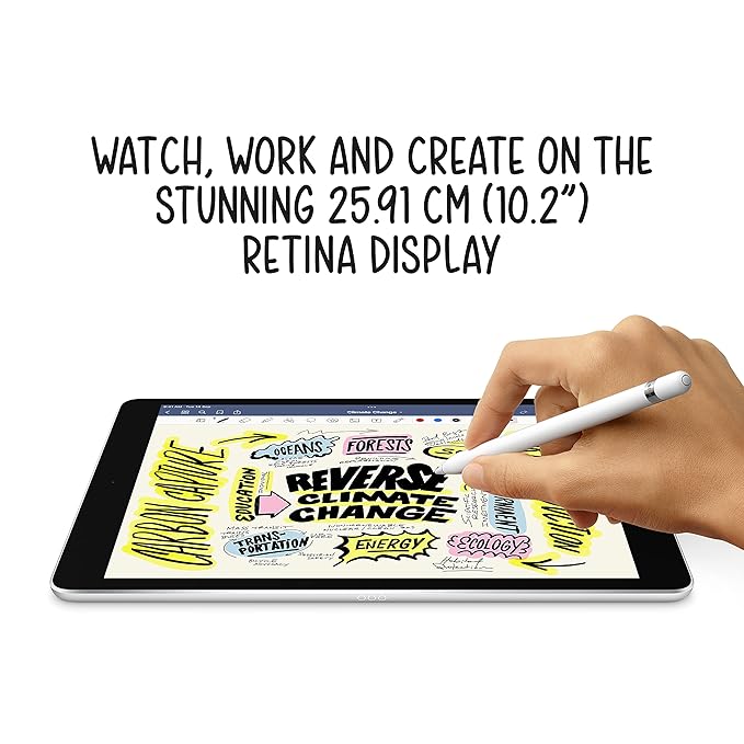 Apple iPad (9th Generation): with A13 Bionic chip, 25.91 cm (10.2″) Retina Display, 256GB, Wi-Fi, 12MP front/8MP Back Camera, Touch ID, All-Day Battery Life – Space Grey