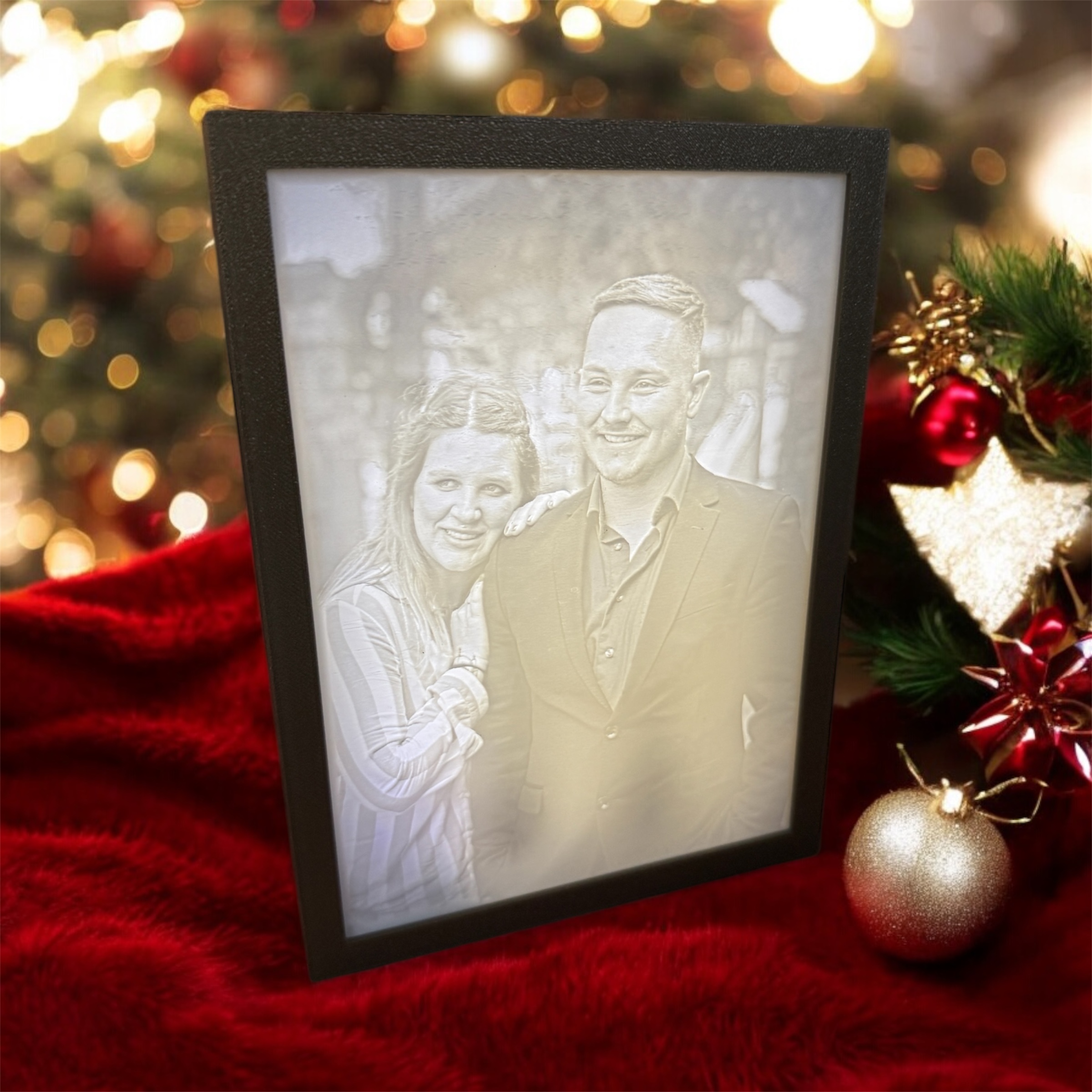 Personalisierbares Lithophane im Rahmen mit LED-Beleuchtung