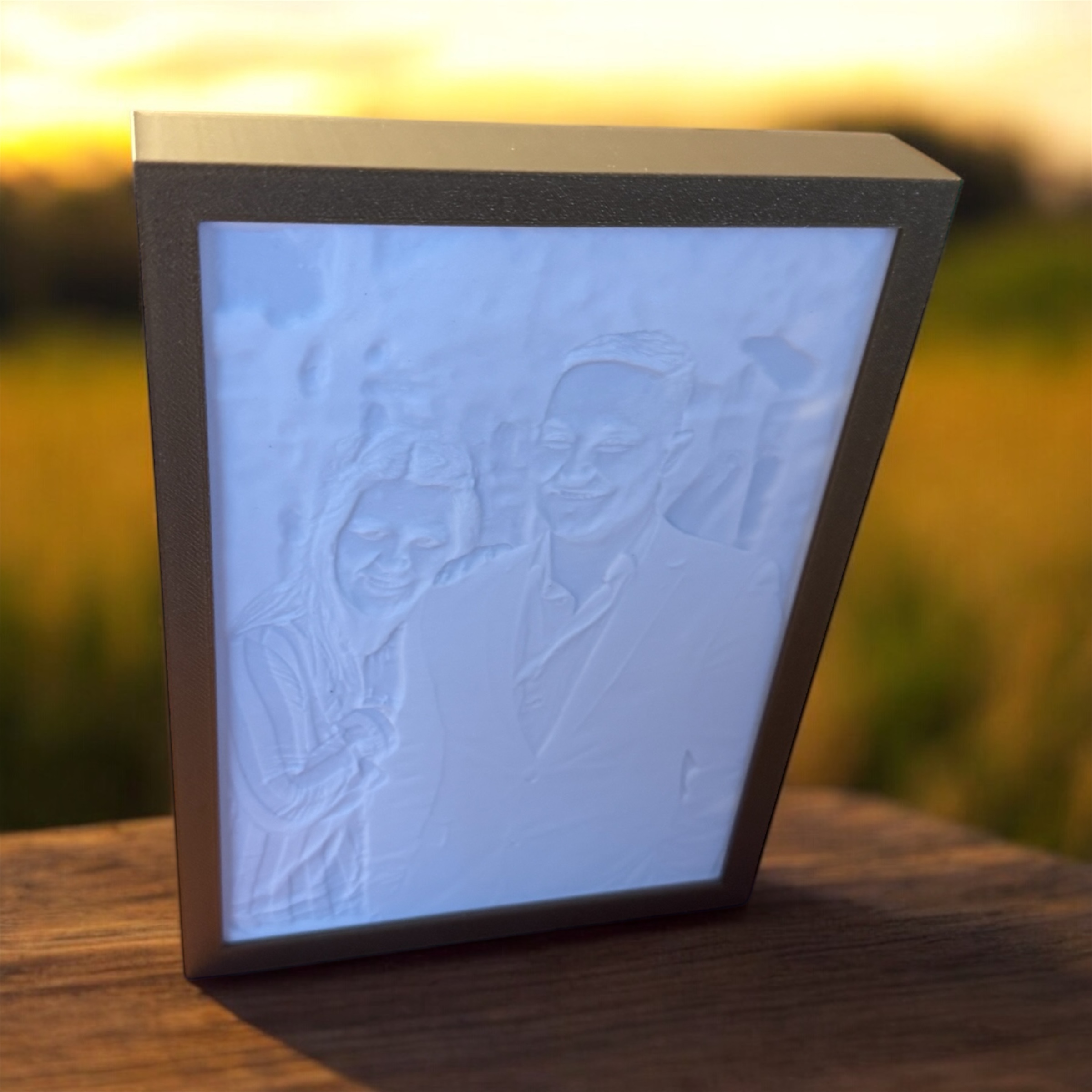 Personalisierbares Lithophane im Rahmen mit LED-Beleuchtung