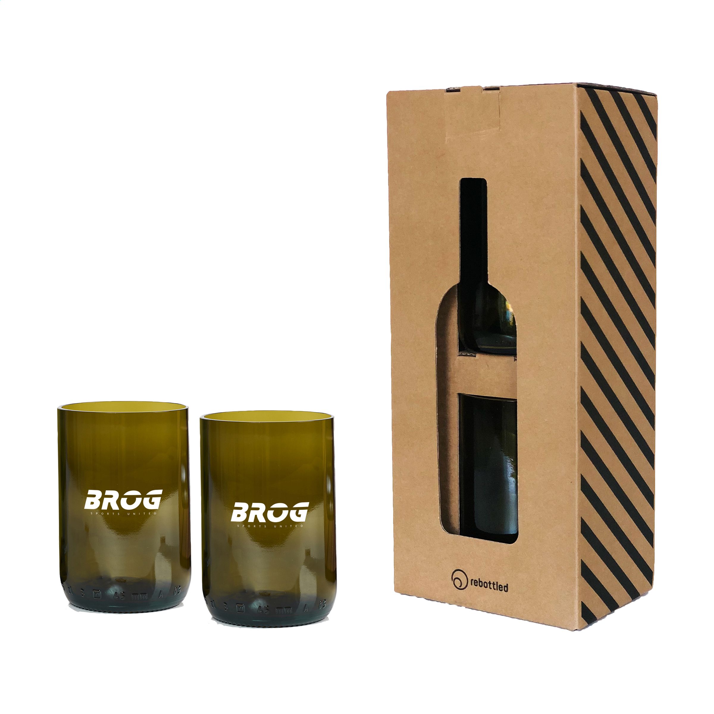 1430 Rinkinys „Rebottled®“ dizaino geriamųjų stiklinių, pagamintų iš perdirbtų vyno butelių.