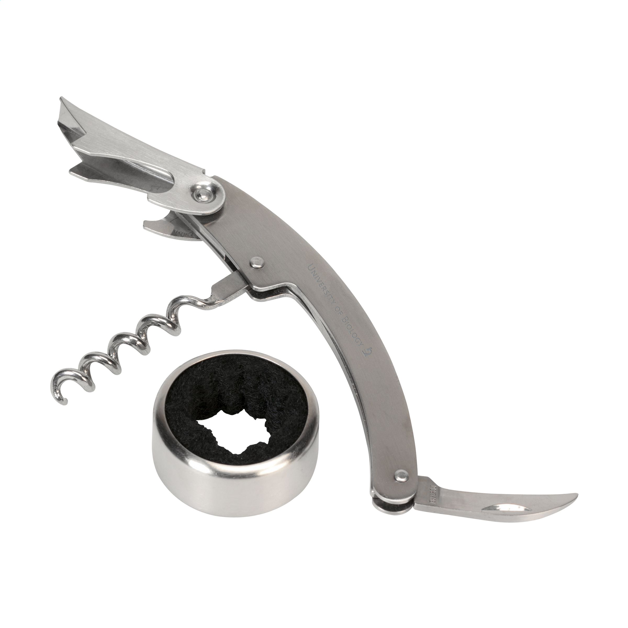 3667 Dviejų dalių vyno dovanų rinkinys: matinio plieno padavėjo įrankis ir lašų surinktuvas.