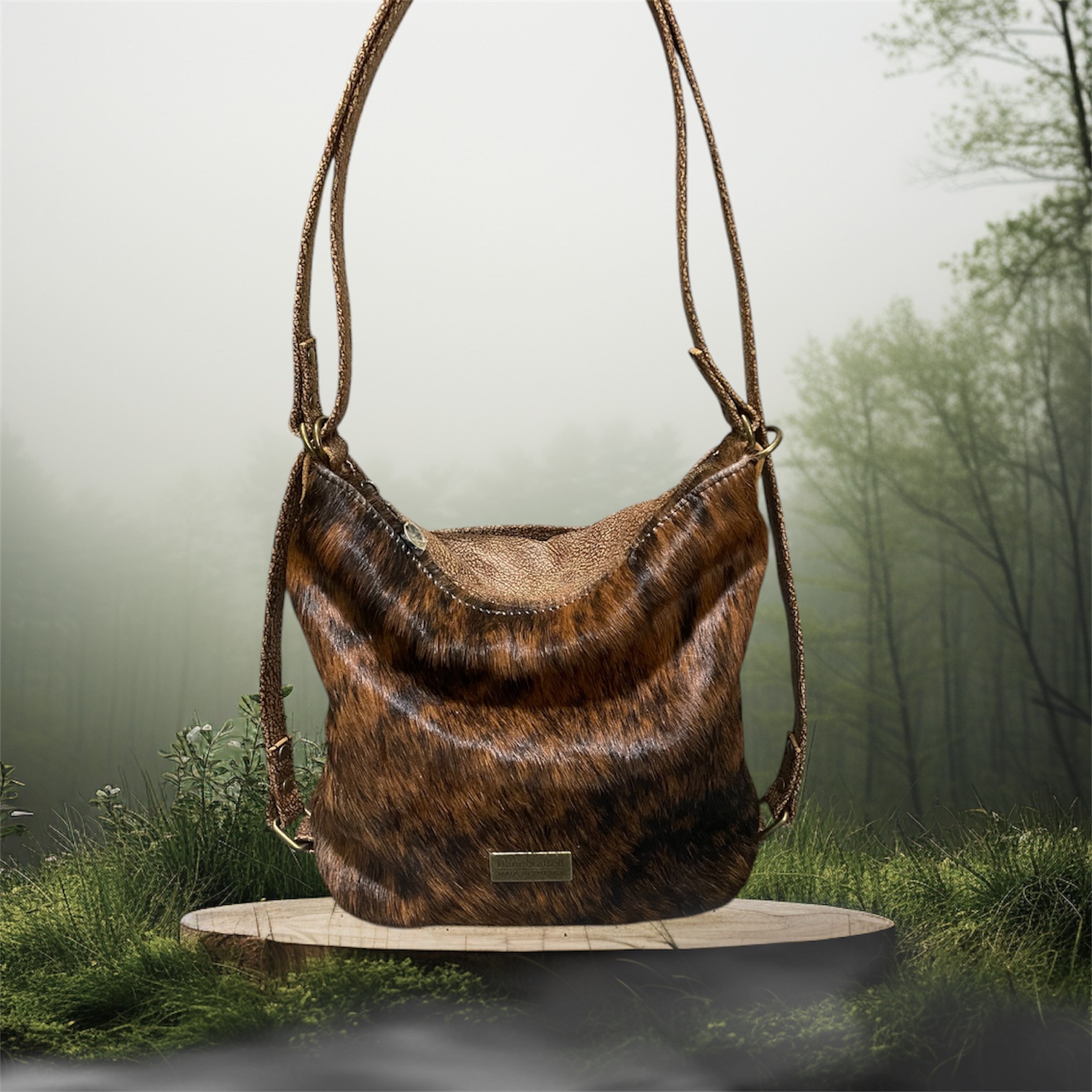 Brindle Cowhide Convertible Handbag