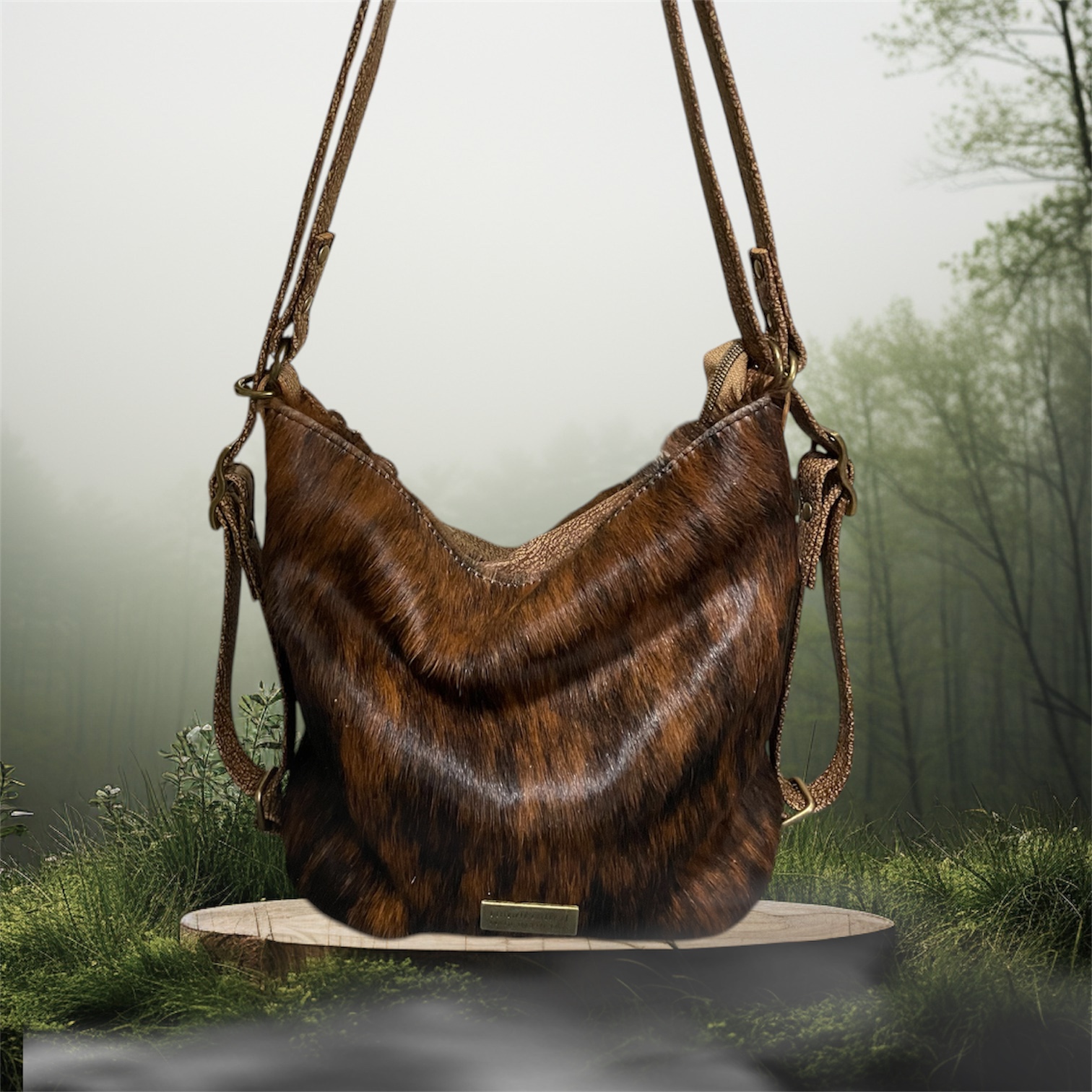 Brindle Cowhide Convertible Handbag