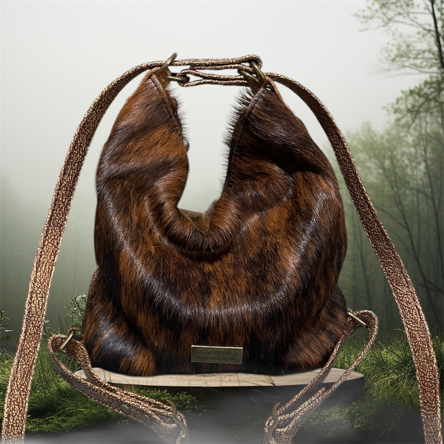 Brindle Cowhide Convertible Handbag