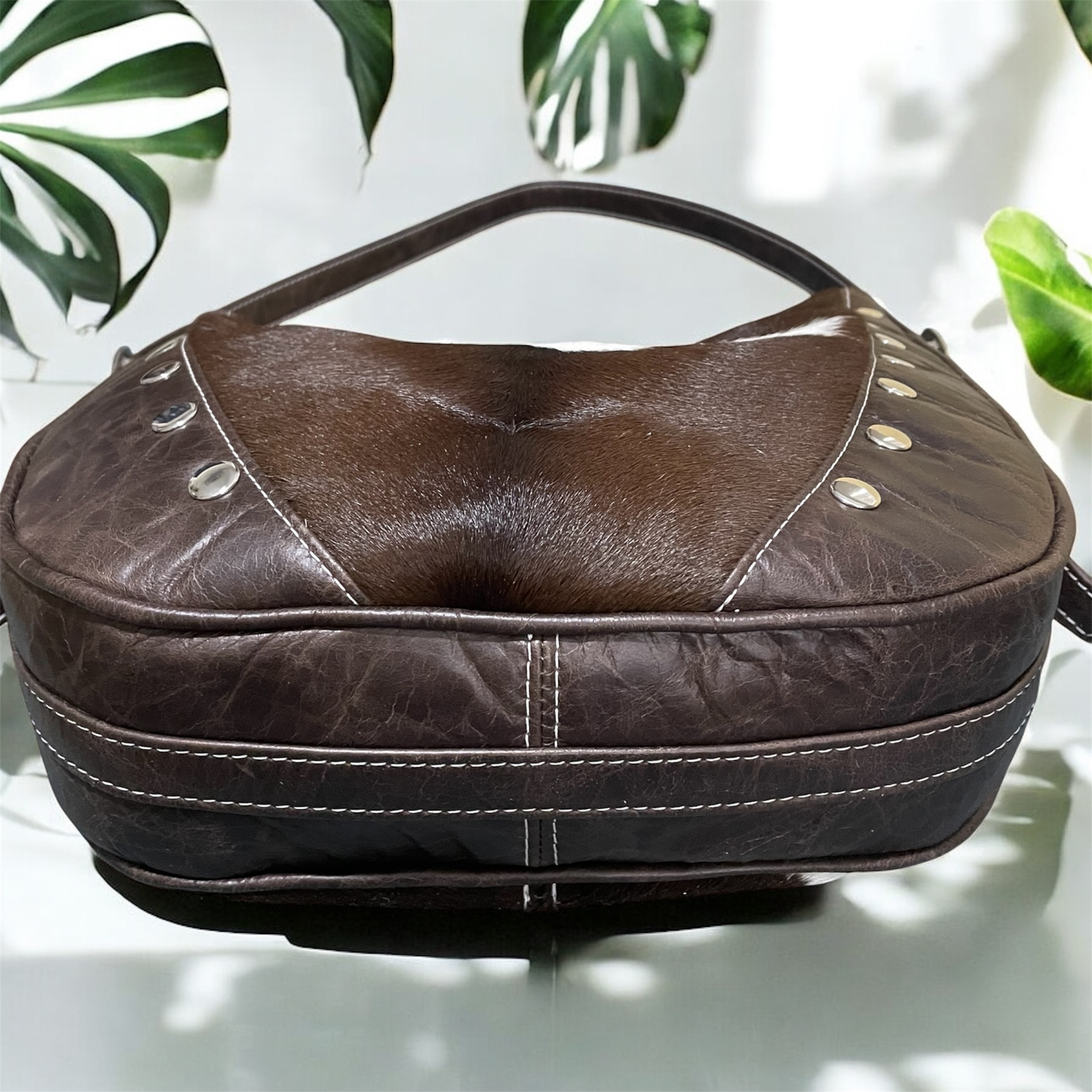 Calf Hair on Hide Leather Shoulder Bag