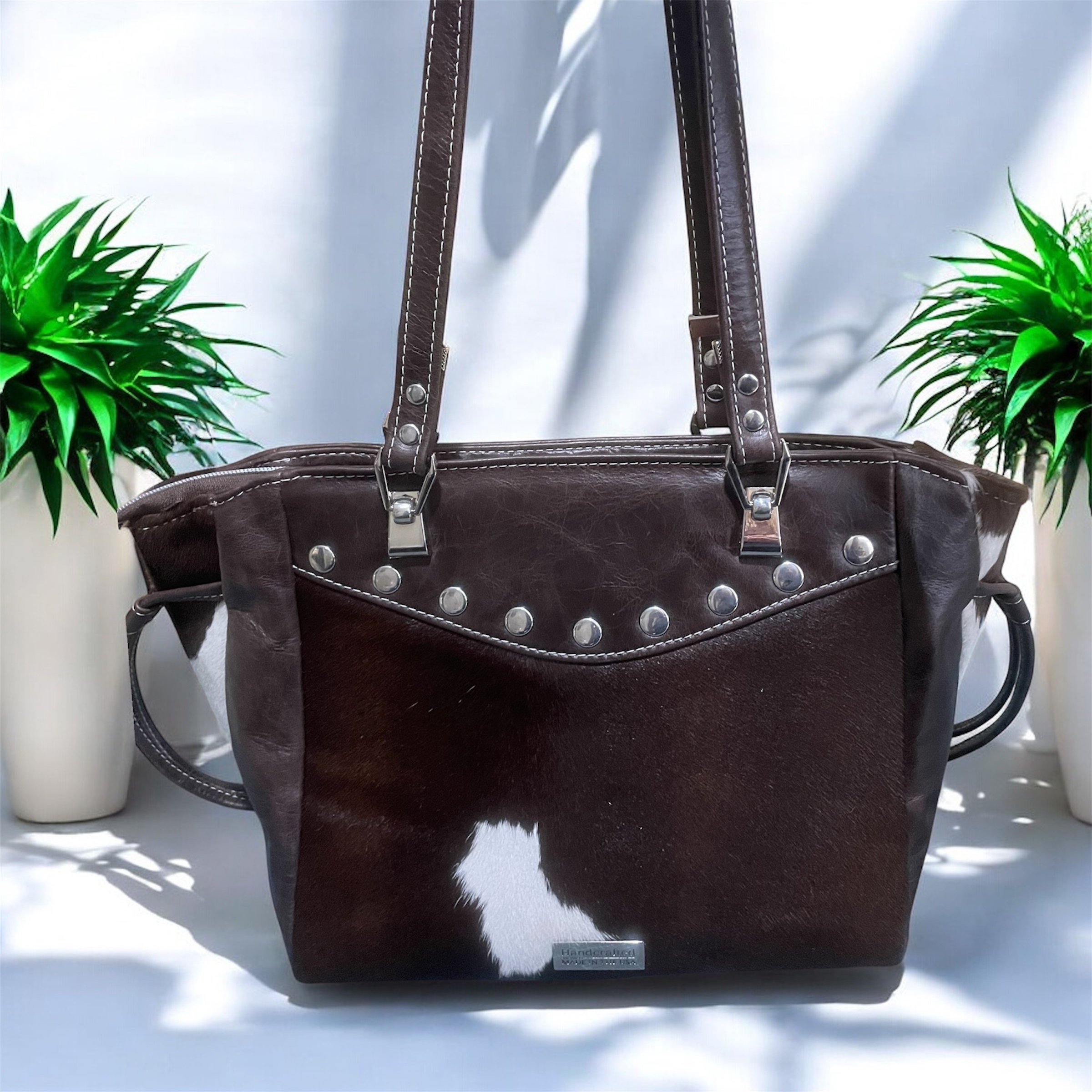 Calf Hair on Hide Leather Handbag
