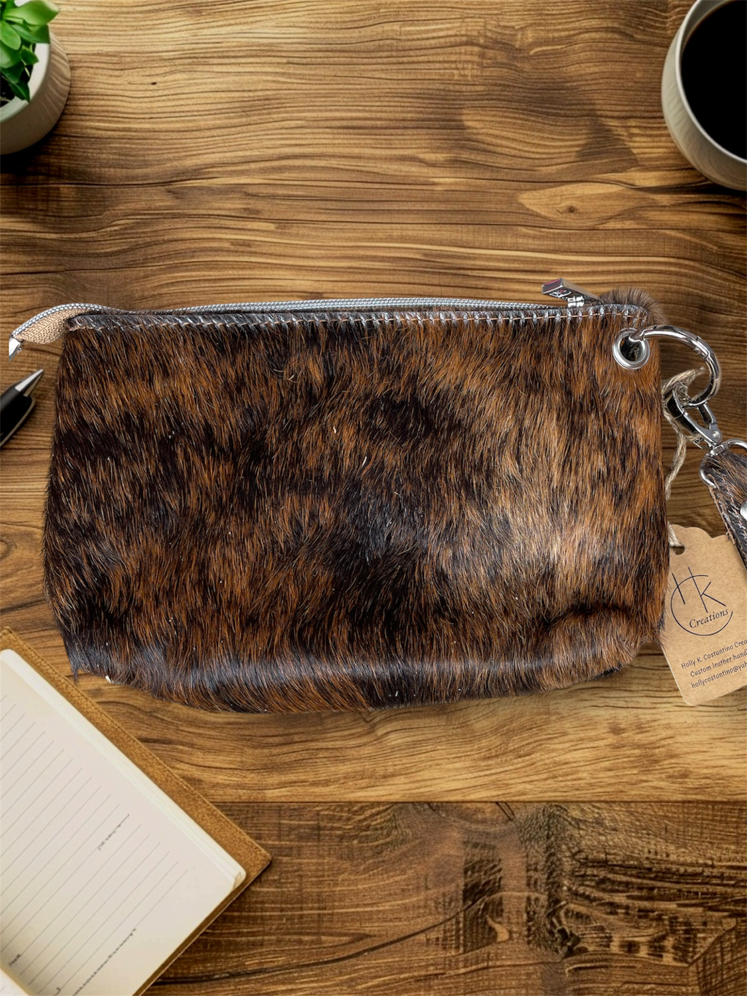 Leather & Fur Wristlet Bag
