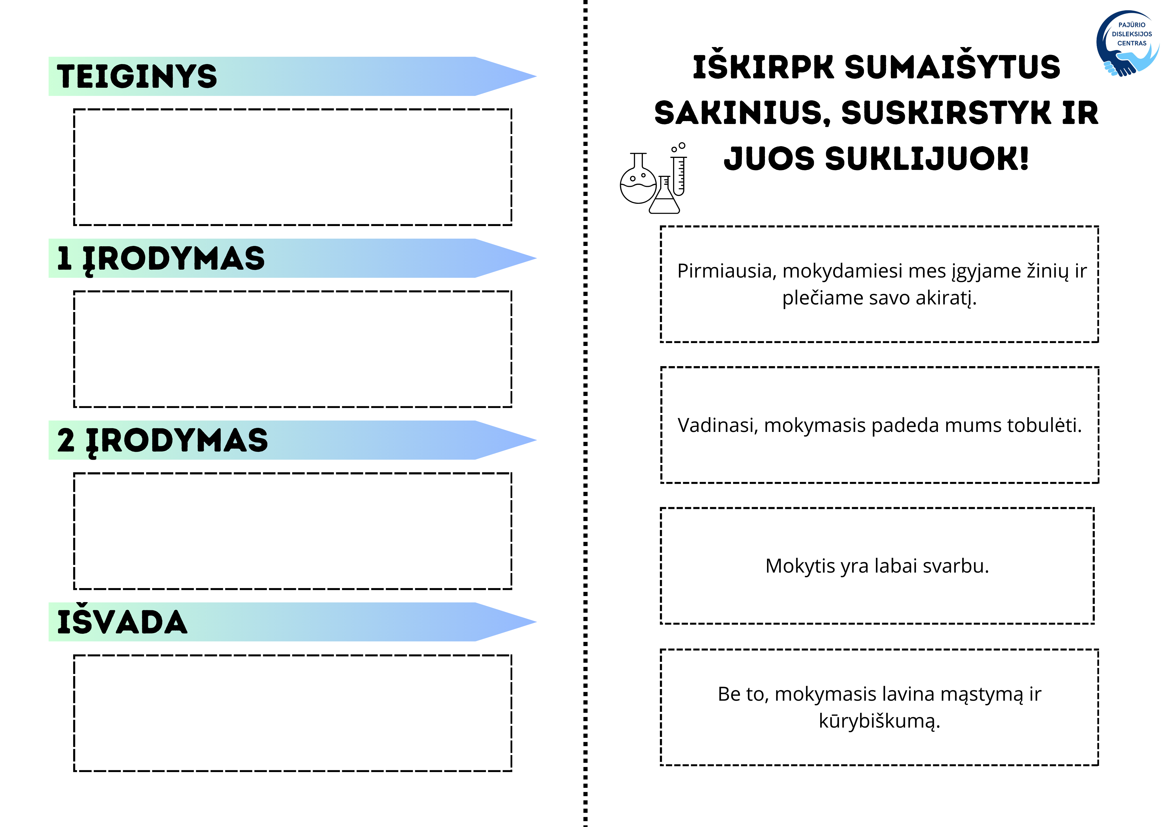 Teksto struktūros organizavimo pratybos 1 dalis PDF