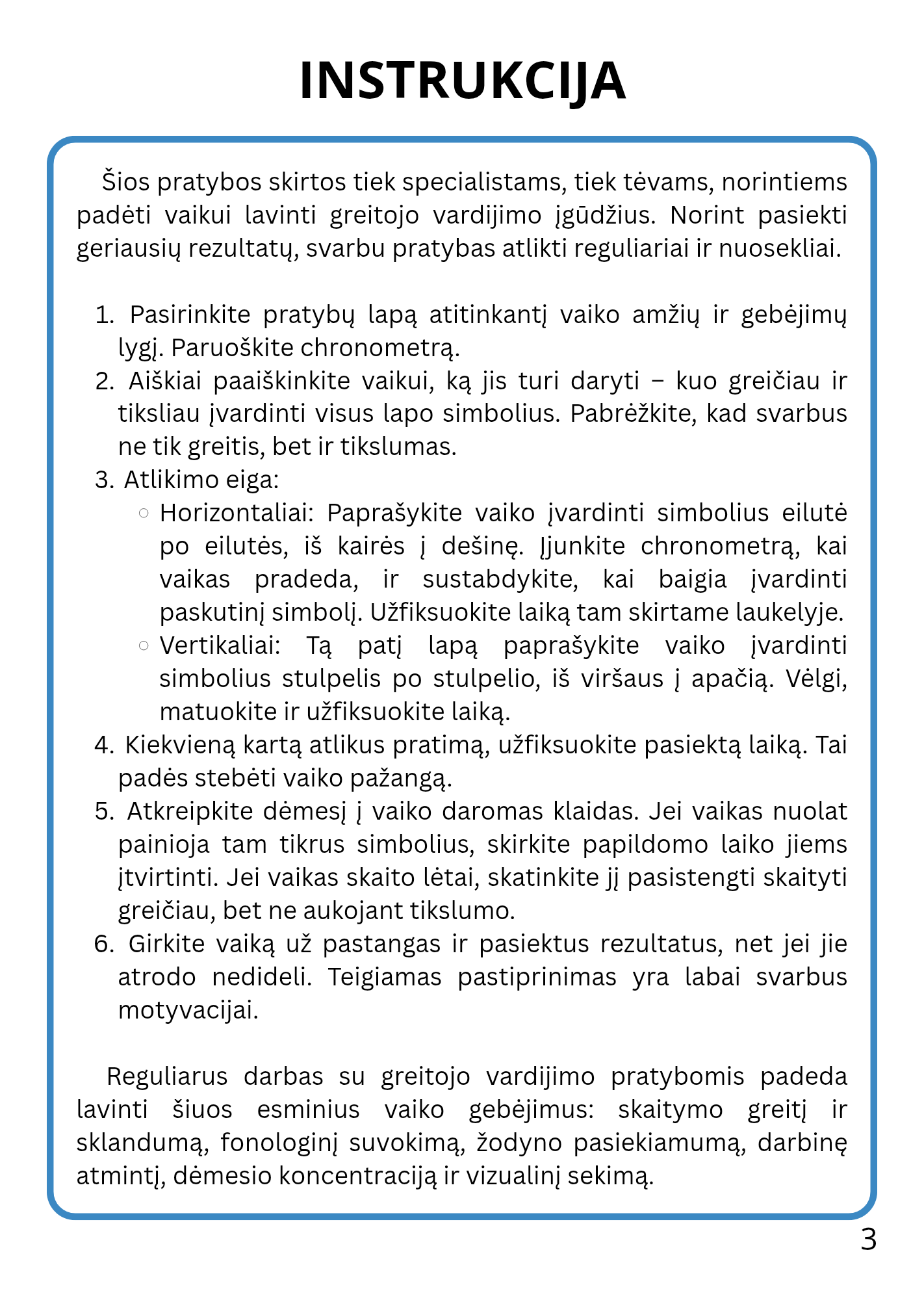 Greitojo vardijimo pratybos PDF