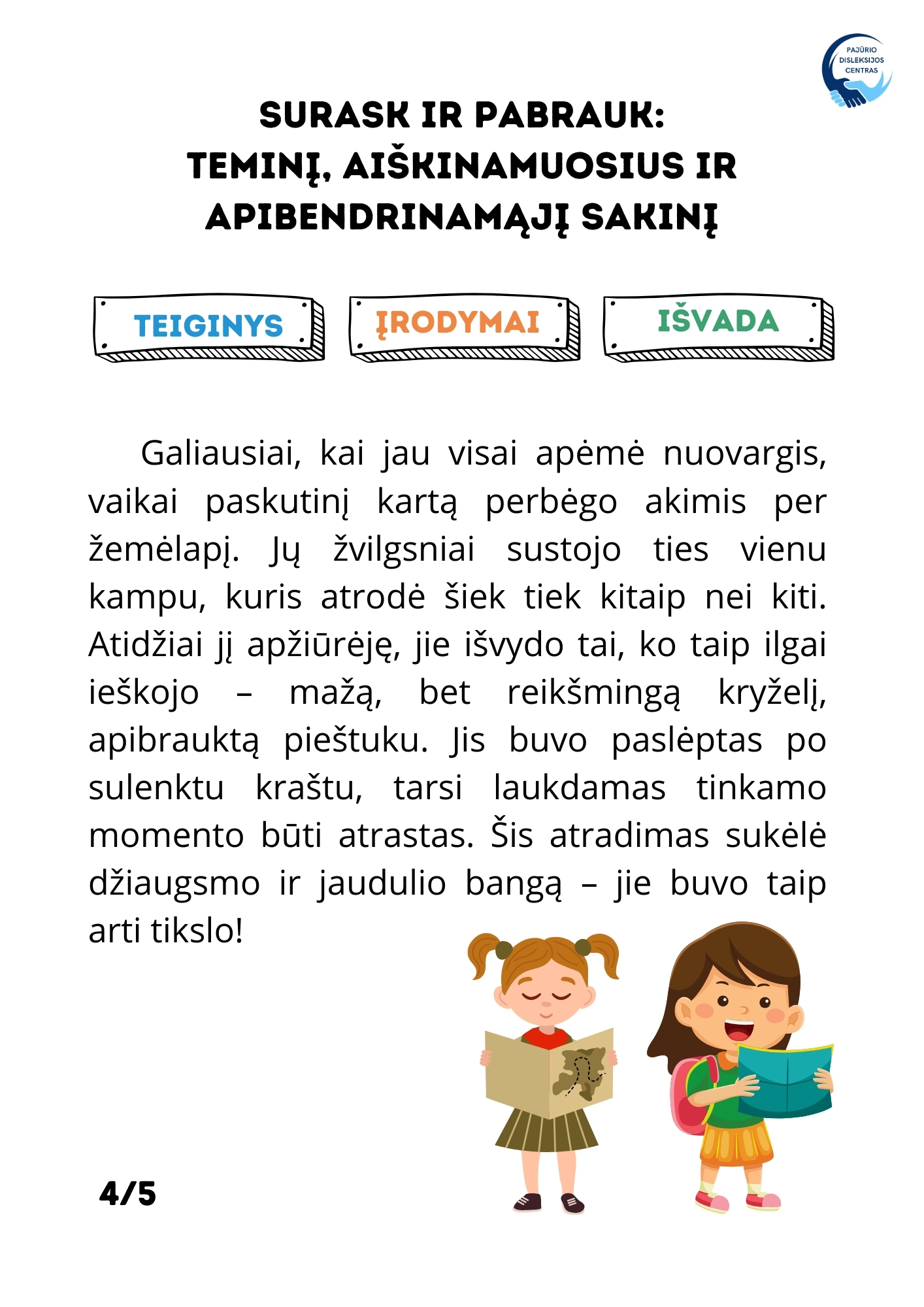 Teksto struktūros organizavimo pratybos 2 dalis