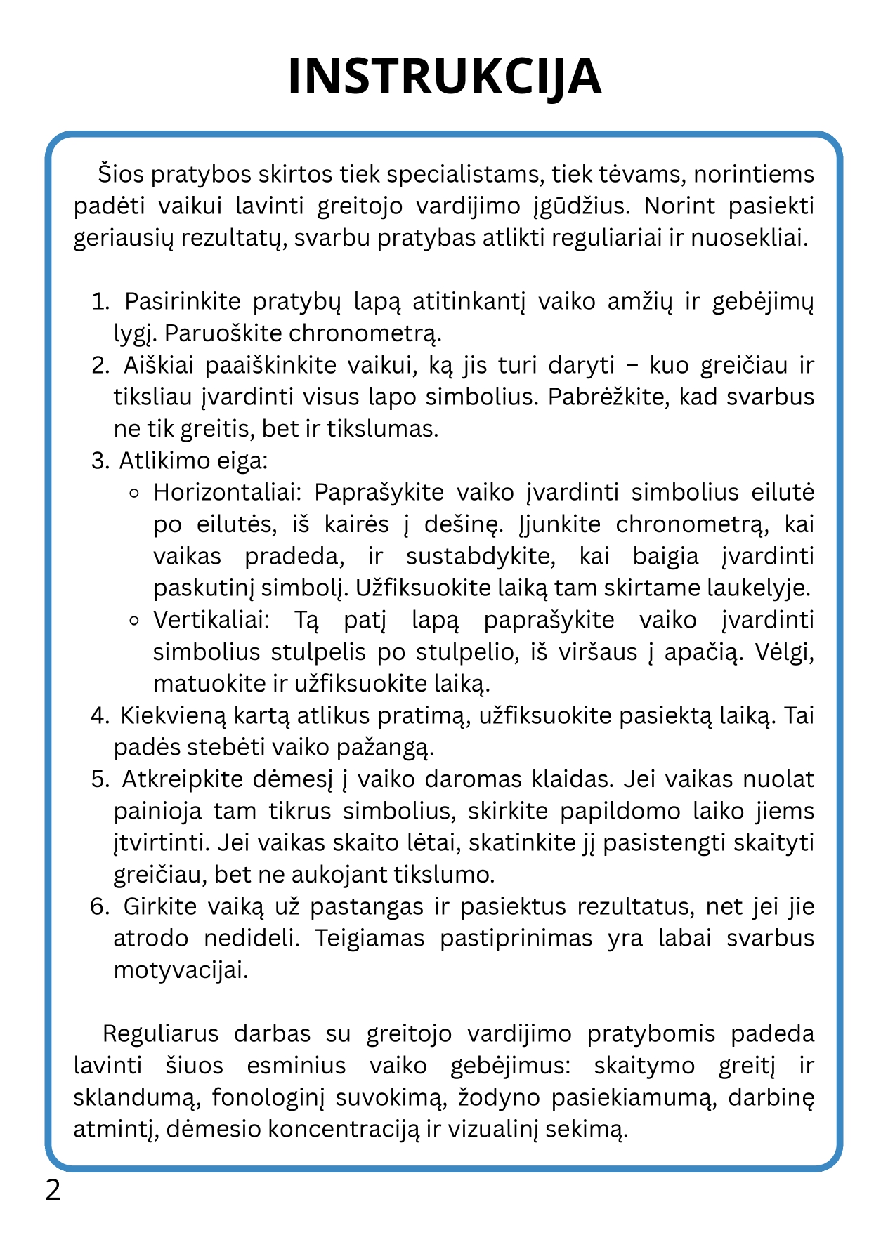 Greitojo vardijimo pratybos 