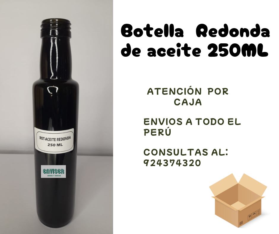Botella  Ámbar de aceite redonda 250ML