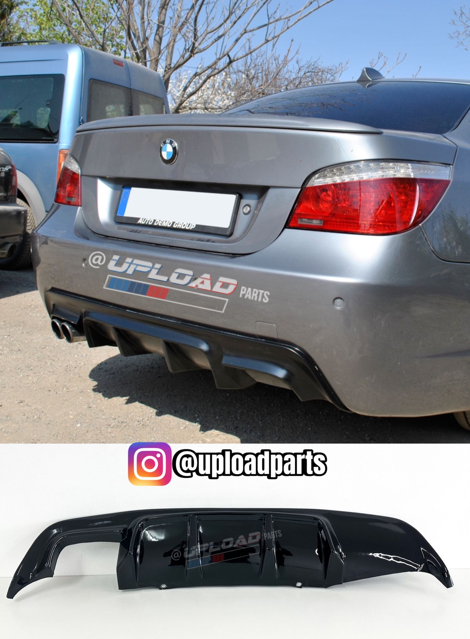 DIFUSOR BMW SÉRIE 5 - E60 / E61 LOOK M PERFORMANCE 1 SAÍDA DUPLA