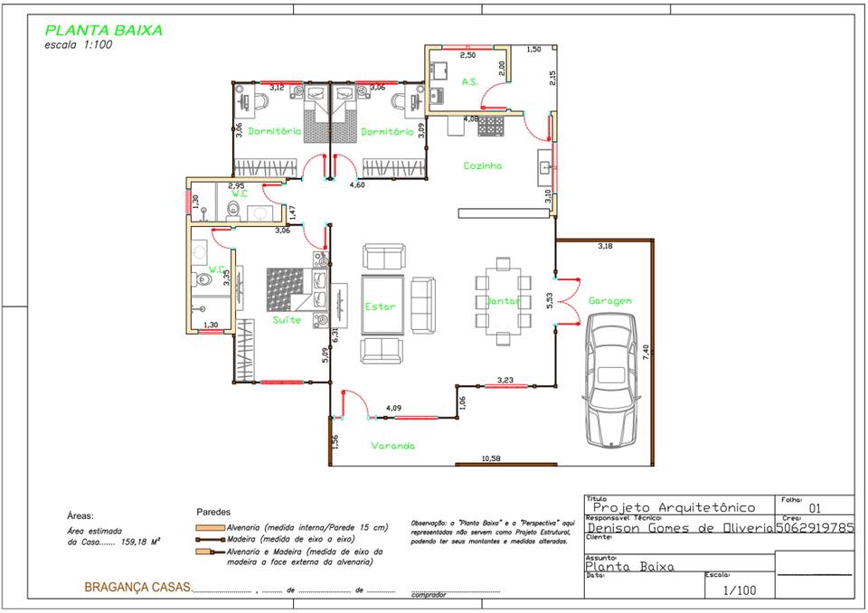 Projeto Maria Luíza - Charme e Espaço em 159,18 m²- 3 dormitórios