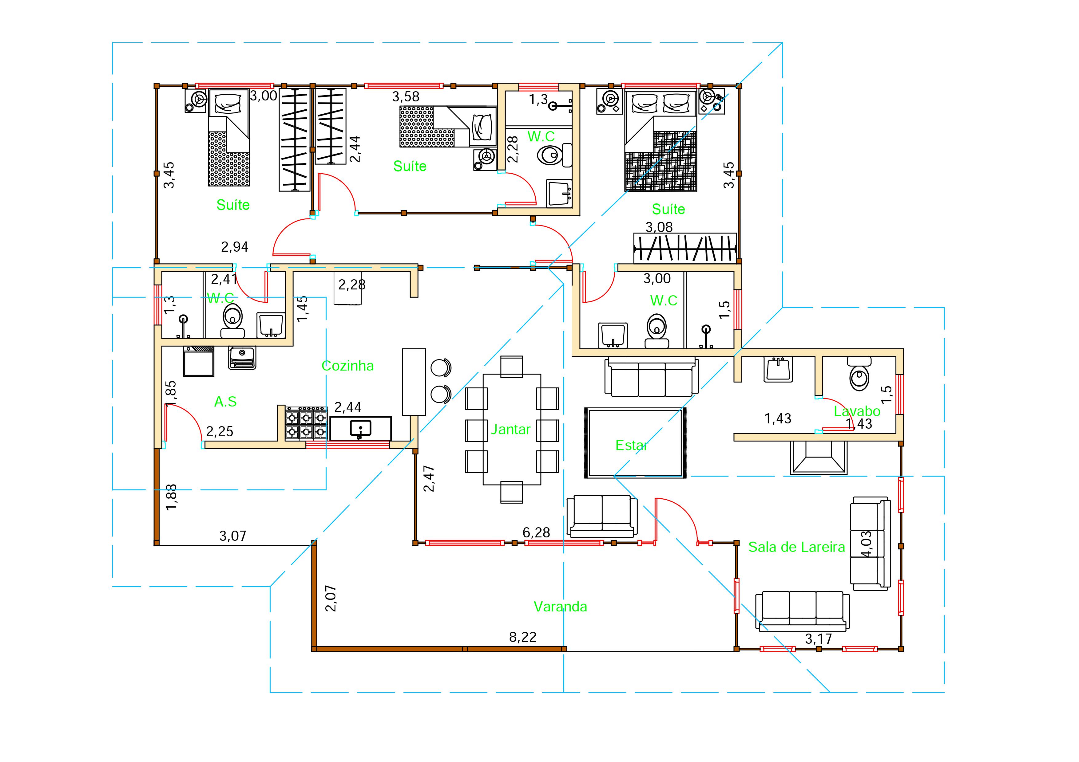  Projeto Livia - 138,79 m² com 3 Dormitórios