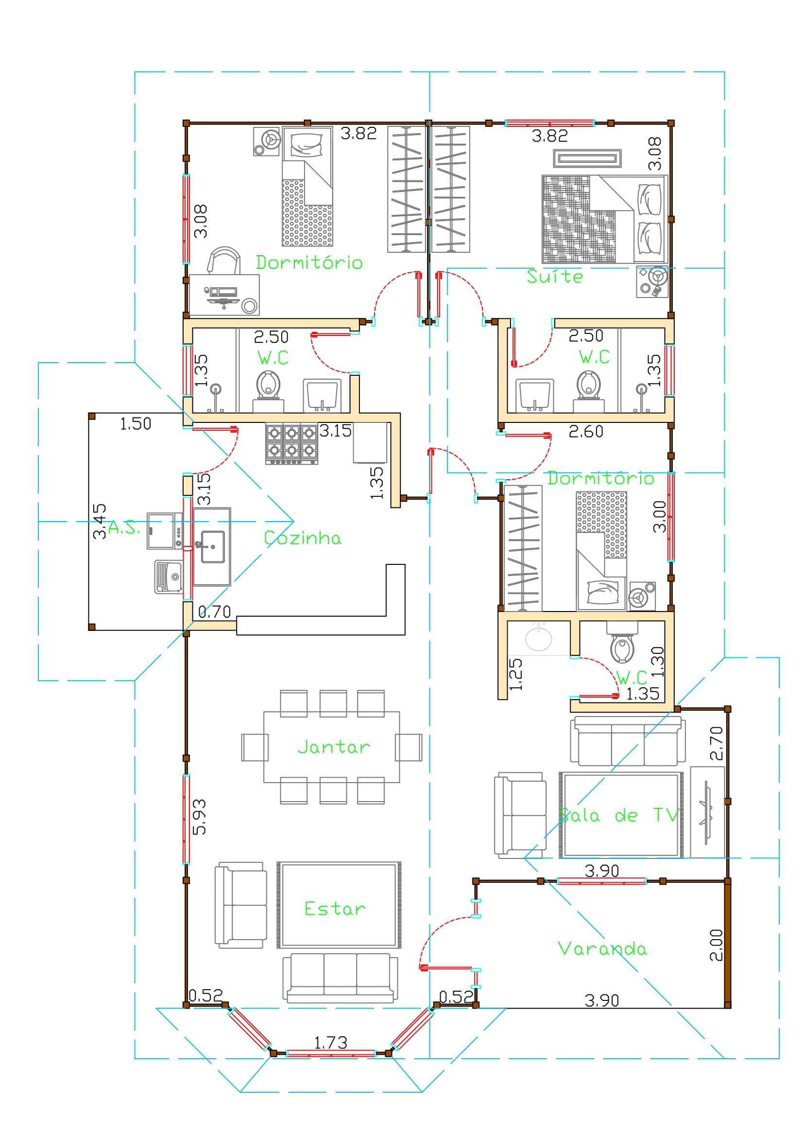 Projeto Lara - 116,24 m² com 3 Dormitórios