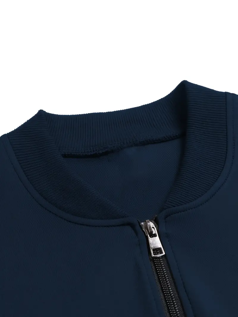 Men's Stylish Geometric Print Jacket - Casual Outdoor Zip-Up with Pockets, Long Sleeve, Baseball Collar - Perfect for All Seasons
