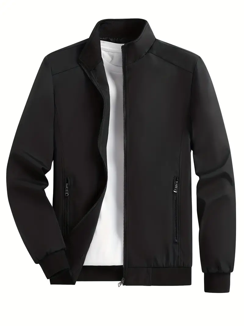Versatile & Stylish Men's Windbreaker: Durable, Wind-Resistant, Comfort Fit with Stand Collar - Ideal for Sports & Casual Outdoors