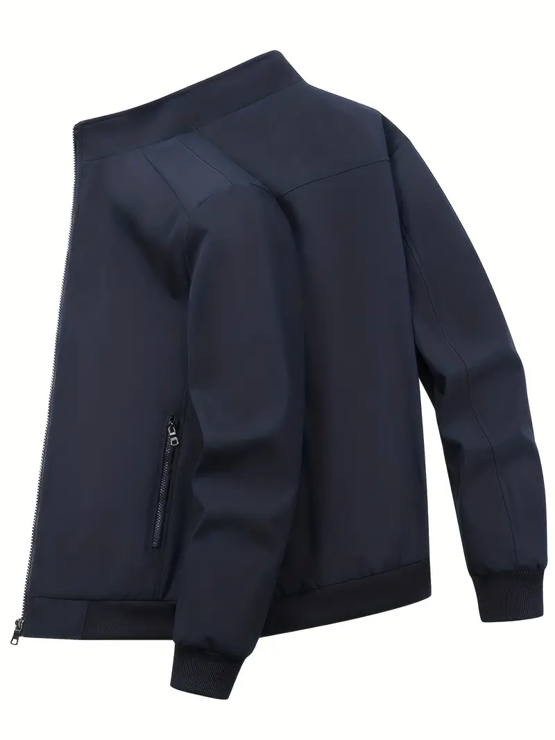 Versatile & Stylish Men's Windbreaker: Durable, Wind-Resistant, Comfort Fit with Stand Collar - Ideal for Sports & Casual Outdoors