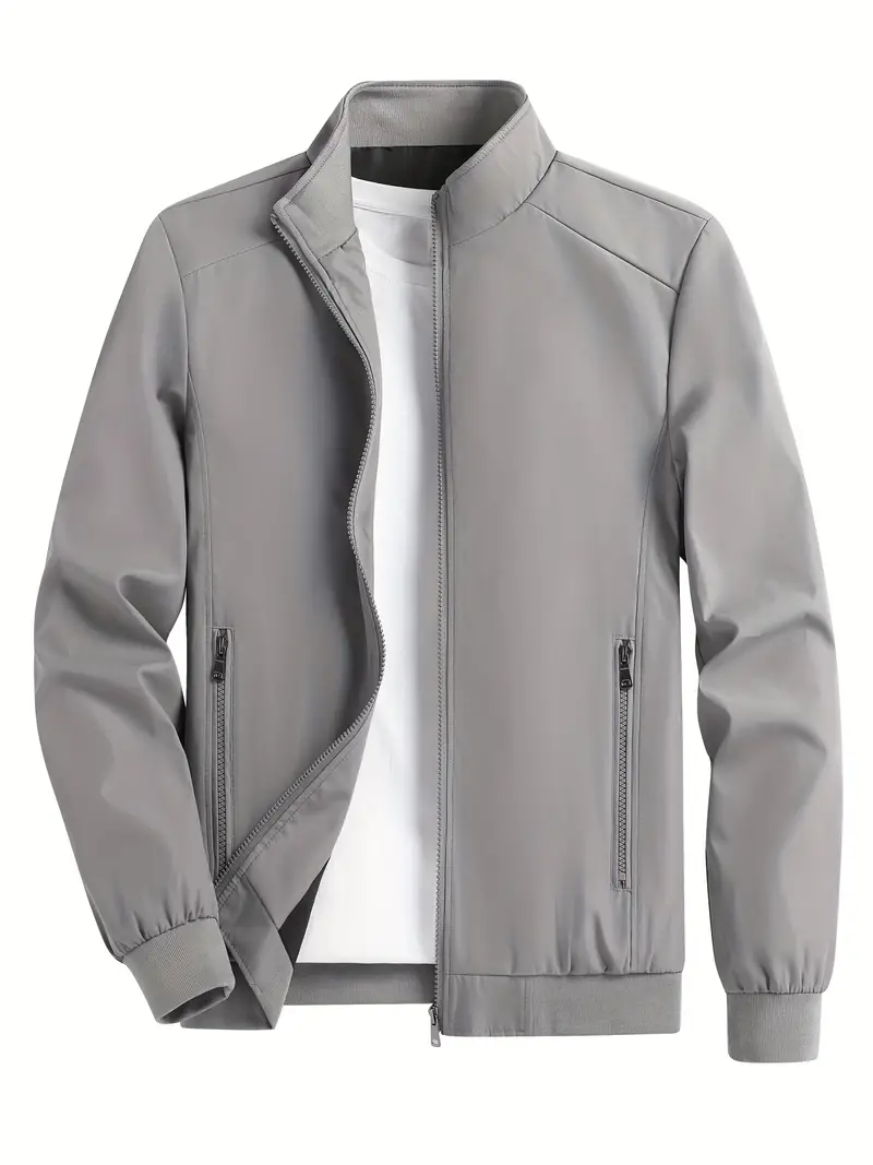 Versatile & Stylish Men's Windbreaker: Durable, Wind-Resistant, Comfort Fit with Stand Collar - Ideal for Sports & Casual Outdoors