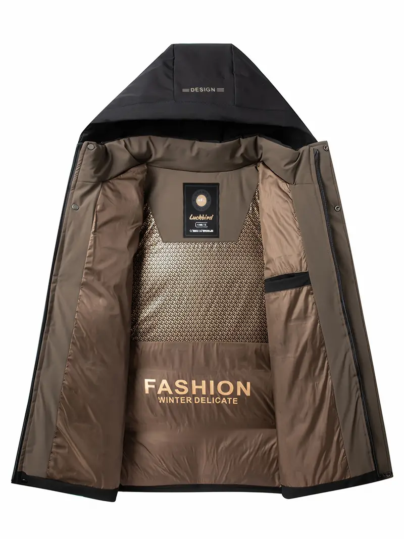 Men's Stylish Winter Jacket with Detachable Hood - Warm, Casual & Versatile for Business or Outdoor Activities