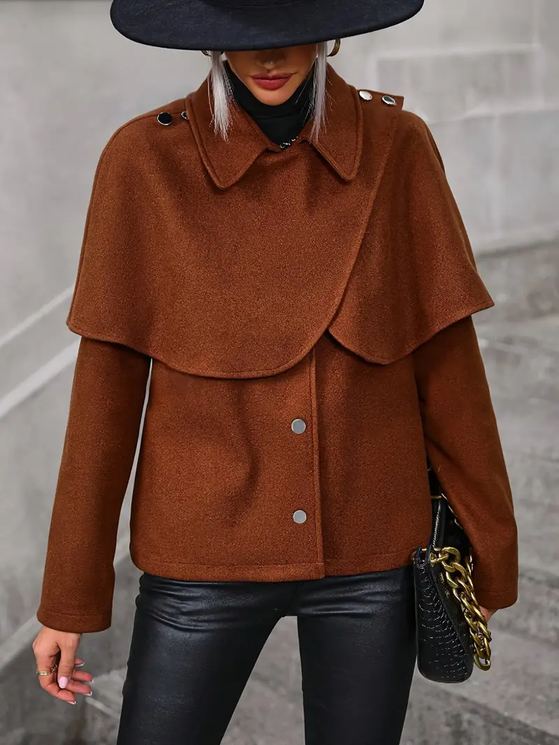 Polyester Women's Casual Jacket with Stand Collar, Zipper Closure, Elegant Design for Autumn and Winter