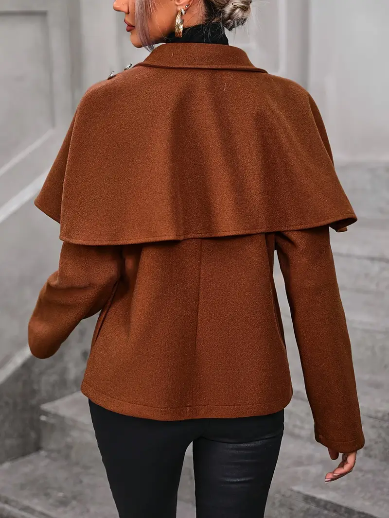 Polyester Women's Casual Jacket with Stand Collar, Zipper Closure, Elegant Design for Autumn and Winter