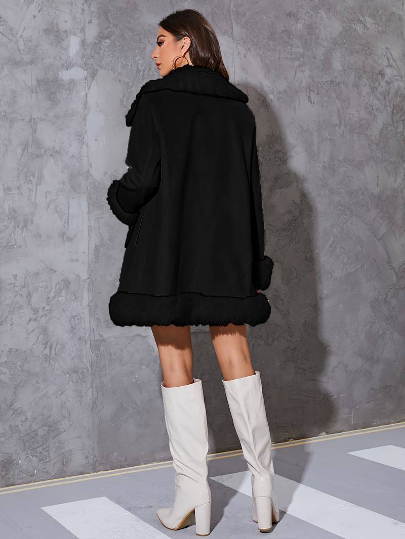 Super-Soft Glamorous Faux Fur Solid Coat - Stylish Long Sleeve Thermal Wear for All-Season Warmth - Perfect Womens Clothing for Fall & Winter