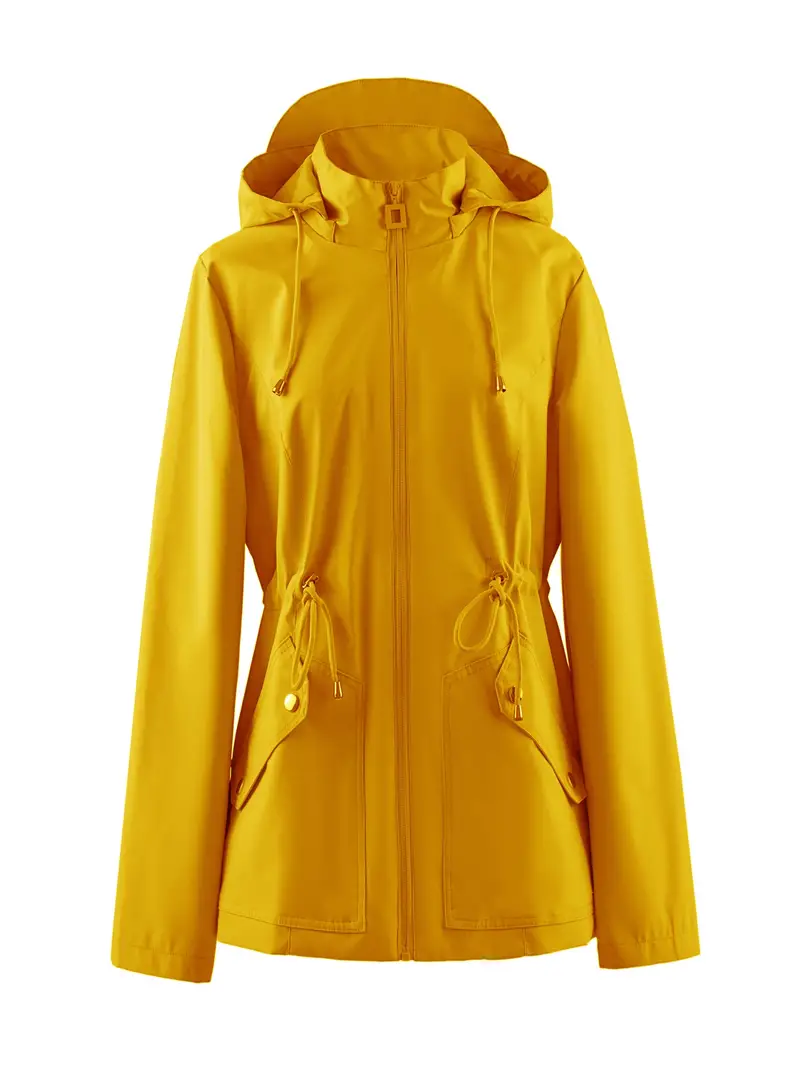 Waterproof Windbreaker Raincoat - Raincoats for Women, Breathable Hooded Jacket with Long Sleeve, Zip Up Drawstring, Ideal for Hiking, Camping, Cycling, Running, Outdoor Activities