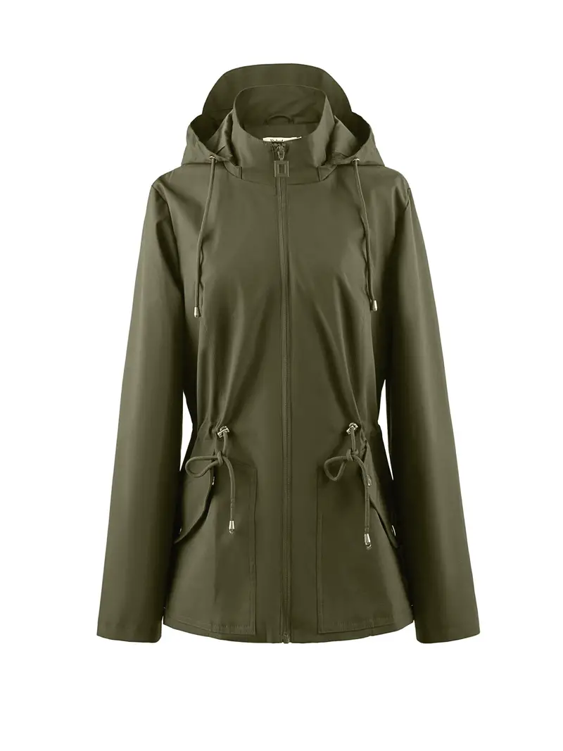 Waterproof Windbreaker Raincoat - Raincoats for Women, Breathable Hooded Jacket with Long Sleeve, Zip Up Drawstring, Ideal for Hiking, Camping, Cycling, Running, Outdoor Activities