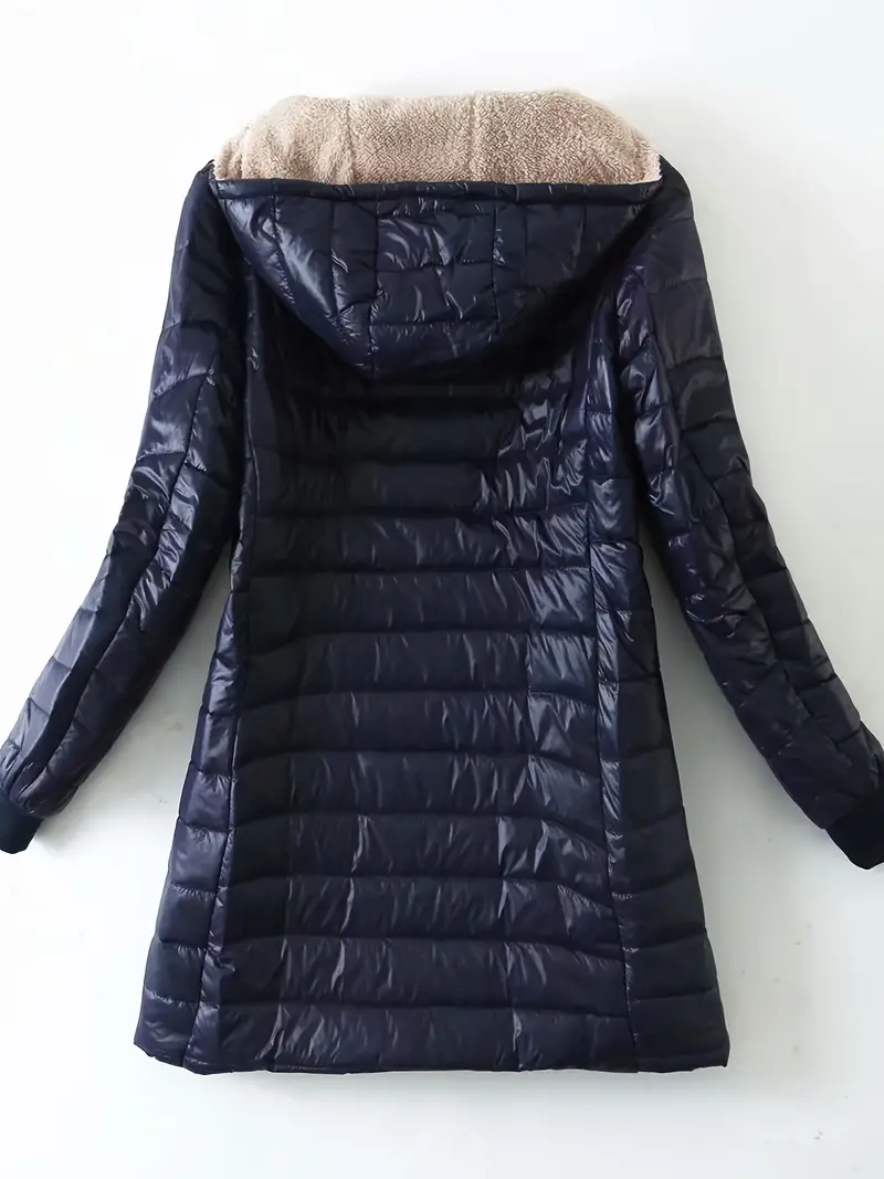 Cozy Thermal Padded Hoodie Coat - Cotton-padded Jacket Coat with Zip-up, Long Sleeve, and Casual Style for Fall and Winter - Women's Warm and Comfortable Clothing for Chilly Days