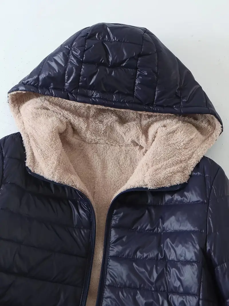 Cozy Thermal Padded Hoodie Coat - Cotton-padded Jacket Coat with Zip-up, Long Sleeve, and Casual Style for Fall and Winter - Women's Warm and Comfortable Clothing for Chilly Days