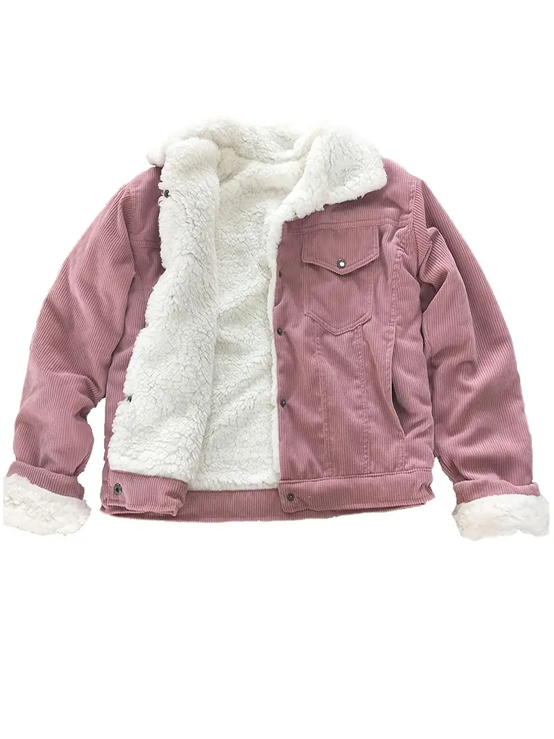 Fuzzy Trim Coat - Soft and Plush Solid Coat with Classic Casual Button Front Design, Long Sleeve for Extra Warmth, Insulated Winter Warm Outerwear for Cold Weather - Designed Specifically for Womens Clothing