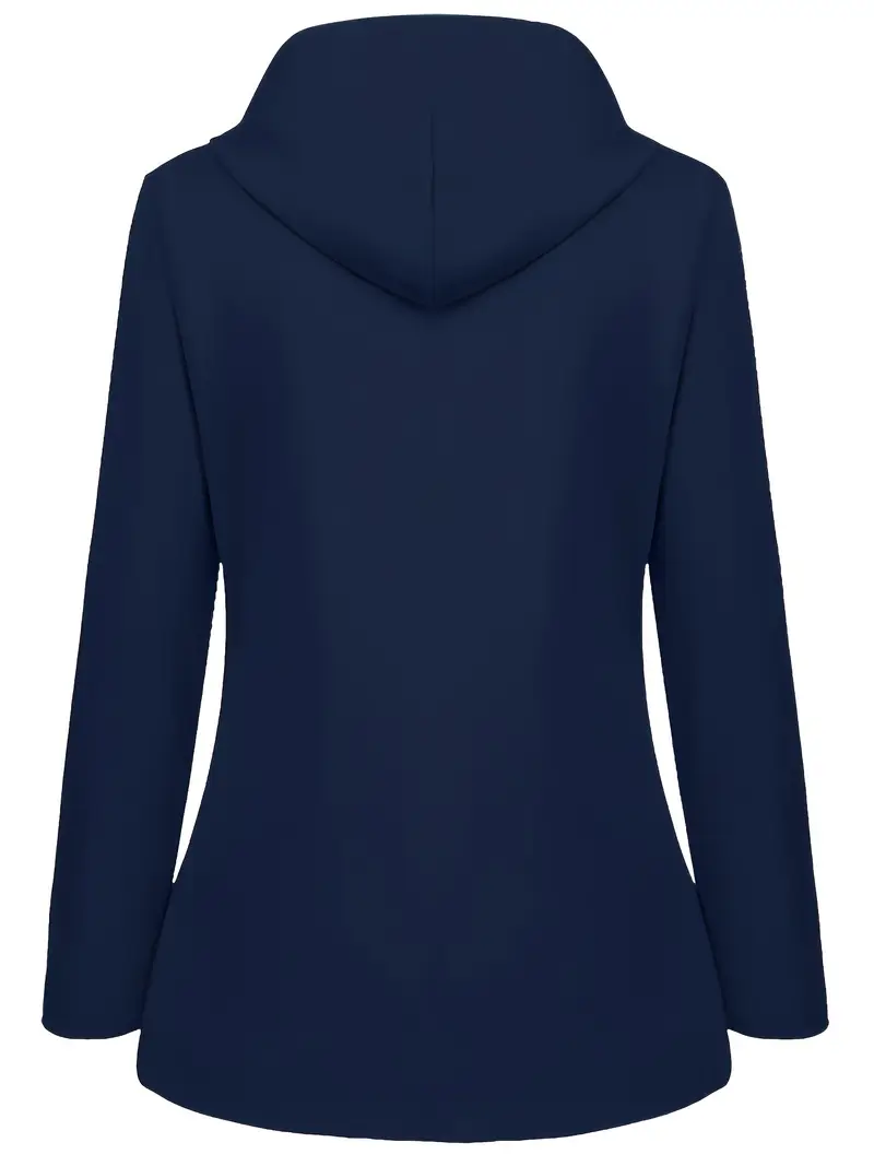 Zip-up Hoodie Windbreaker Jacket, Casual Long Sleeve Flap Pockets Striped Jacket For Fall & Winter, Women's Clothing