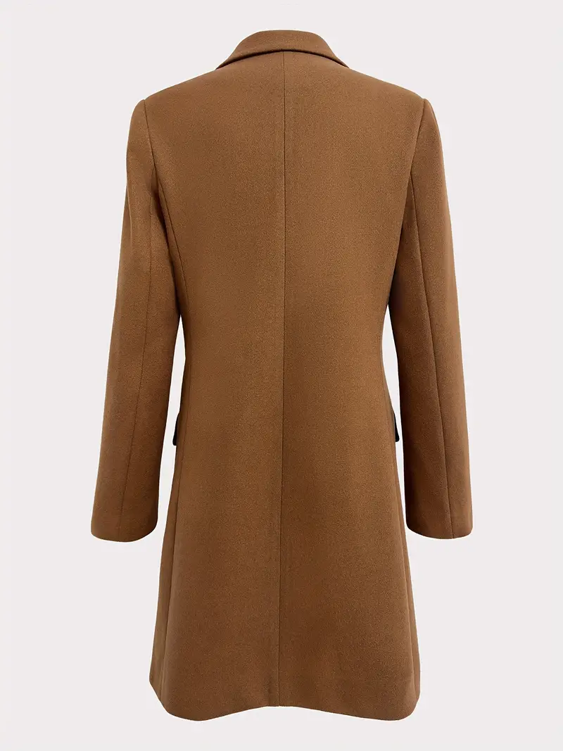 Women's Elegant Long Sleeve Slim Fit Single Breasted Shawl Collar Longline Jacket - Perfect for Fall and Winter, Stylish Outwear for Chilly Days