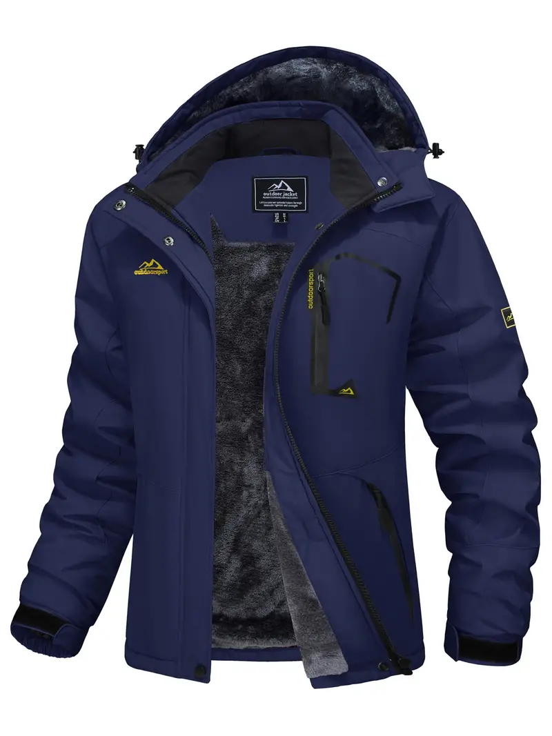Winter Explorer Fleece Jacket - Waterproof, Insulated, Thermal, and Breathable - 4 Pockets, Windbreaker, Parka, Camping, Snowboarding, Hiking, and Casual Wear for Cold Weather