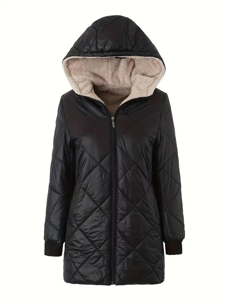 Ultra Lightweight Quilted Cotton Jacket Coat - Women's Hooded Outwear for Casual Days, Warm, Breathable, and Comfortable - Perfect for Daily Wear