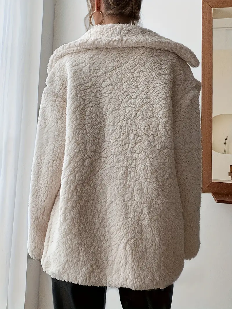 Luxurious Faux Fur Coat - Single Breasted Lapel, Elegant Long Sleeve, Warm and Fuzzy Outerwear for Fall & Winter - Soft, Plush, and Comfortable Women's Clothing for Cold Weather