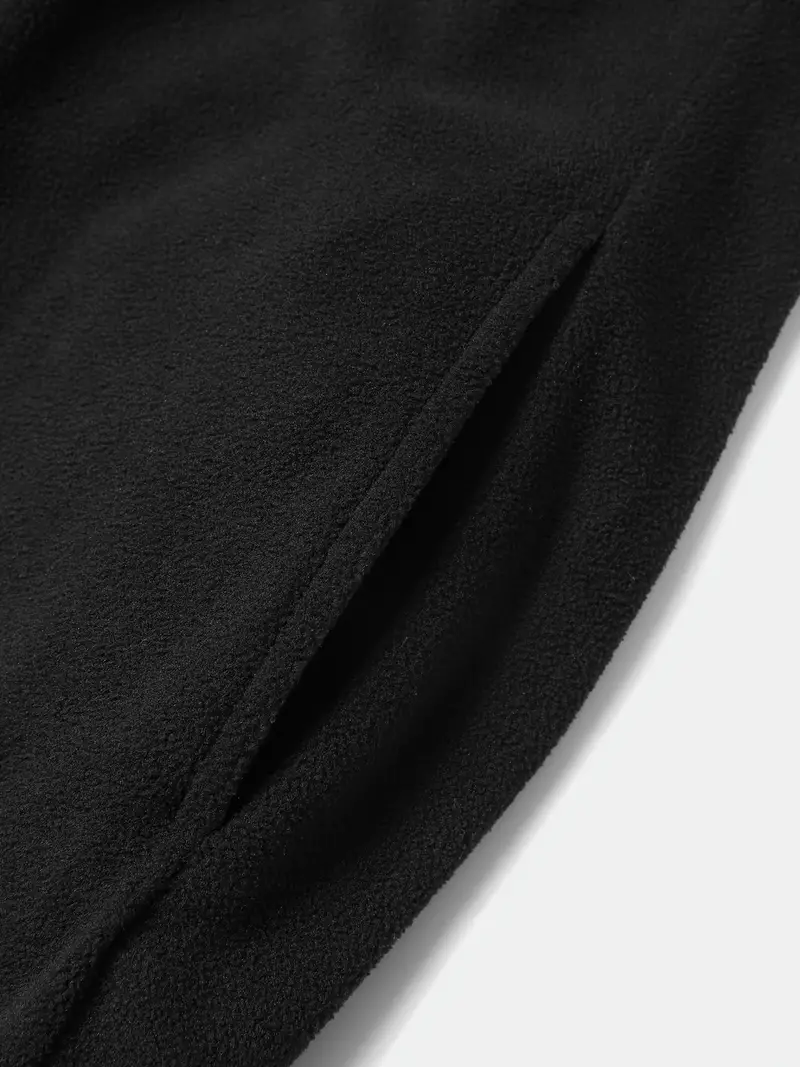 Elegant Reversible Plus Size Coat with Hooded Collar, Polyester Knit Fabric, Solid Color with Pocket Detail, Slight Stretch, Women's Fall/Winter Collection