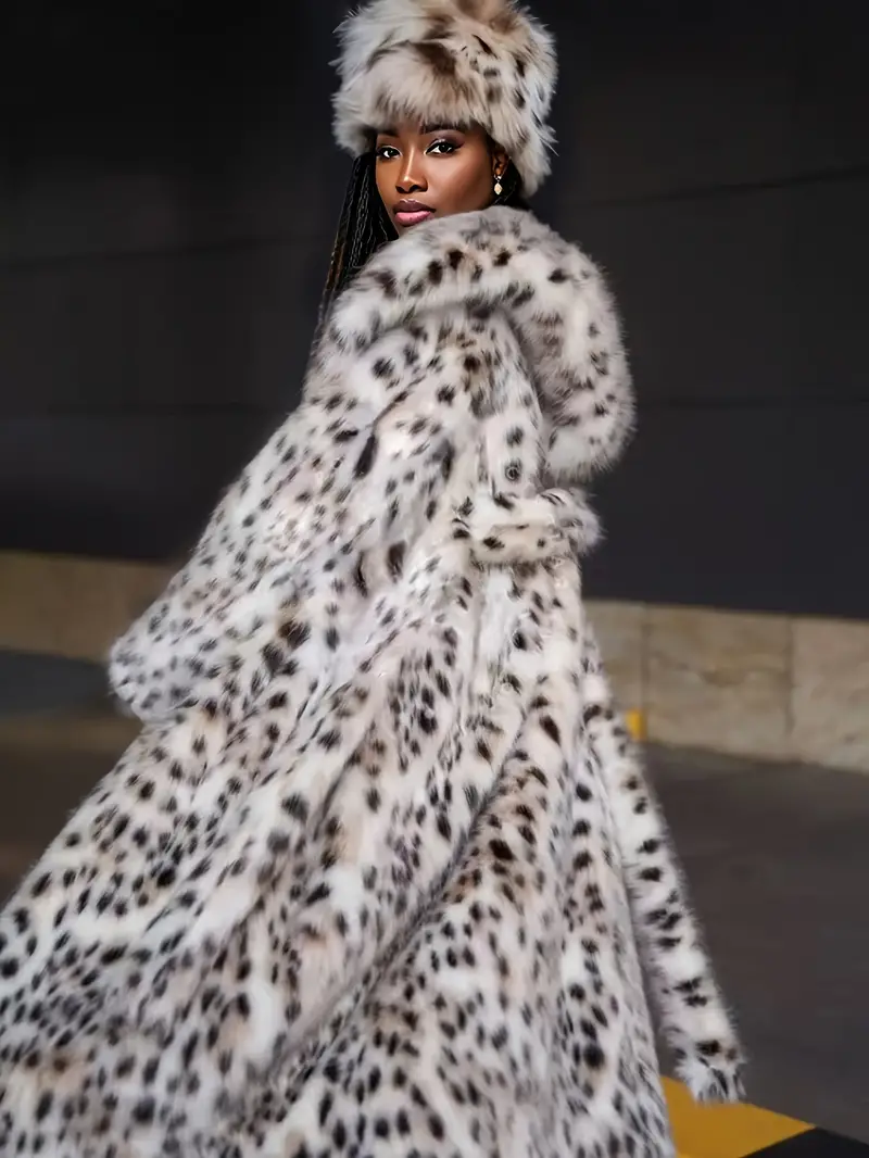 Plus Size Faux Fur Hooded, Elegant Open Front Long Sleeve Warm Coat for Fall & Winter Women's Outerwear